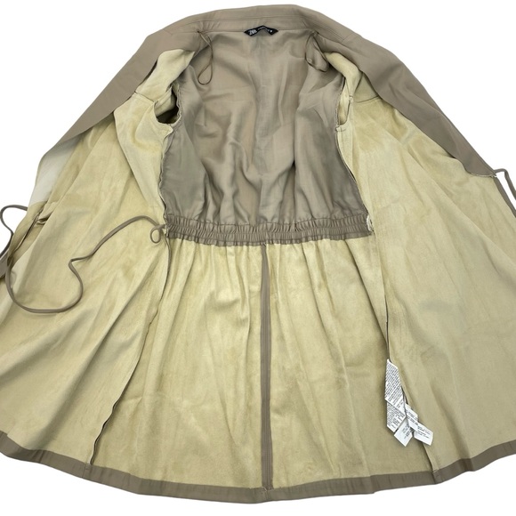 ❣️🎉HP🎉❣️Zara Blogger Favorite Faux Leather Wrap Dress XL Taupe/Tan - Picture 11 of 15